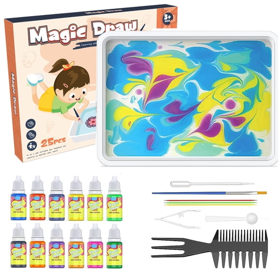Water Marbling Paint Creative Art Kit for Kids and Crafts for Girls & Boys Ages 6+ (12 color)