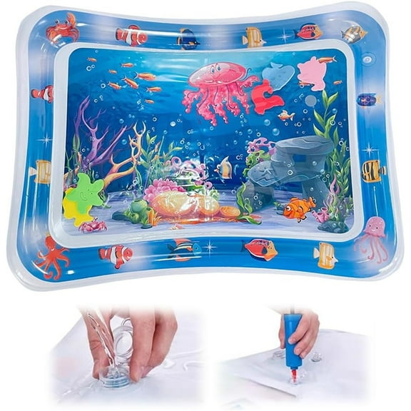 Water Mat for Cats Dogs, 2025 New Thickened Cat Water Mat with Fish, Pet Cat Water Bed Play Mat, Cool Comfort Water Sensory Playmat for Pet & Kids (A3, 25.6)