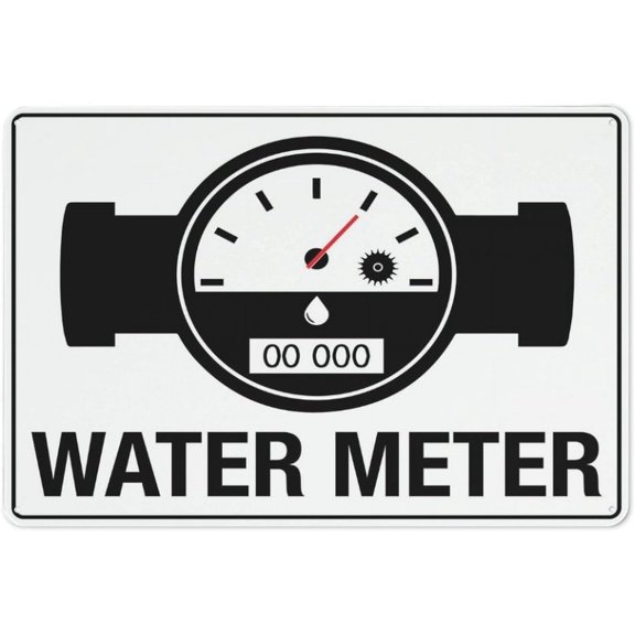 Water Meter Icon Sign 12X8 Inches Signs, Weather Resistant, Weatherproof, Indoor Or Outdoor Wall Decor Metal Tin Sign
