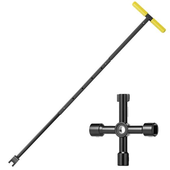 Water Meter Key Carbon Steel T Handle Shut Off Tool Utility Wrench Adjustable (yellow )