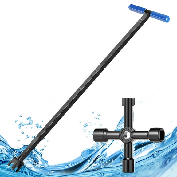 Water Meter Key Carbon Steel Water Shut Off Tool Rustproof Way Utility Key Easy to Use Water Meter Valves Adjustable Length Water Meter Wrench Effort Saving for Water Pipes