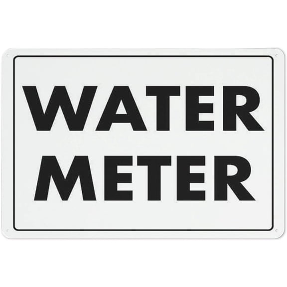 Water Meter Reflective Aluminum Metal Signage - 8"x12", With Symbol, Weatherproof - Home, Business, Apartment, Utility Area