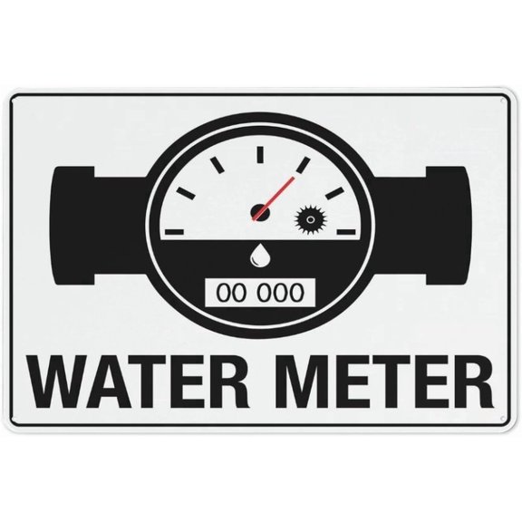 Water Meter Sign – 8x12 Inch RustFree Aluminum,Reflective & Weatherproof,Water Usage Monitoring Sign for Home,Business or Industrial Facilities