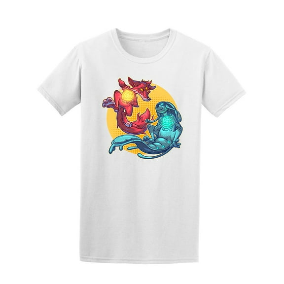 Water Monster And Fire Fox T-Shirt Men -Image by Shutterstock, Male XX-Large