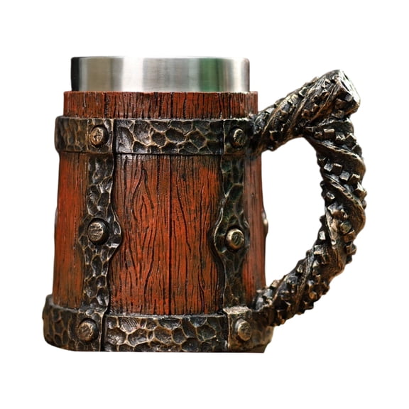 Water Mug Personalized Wine Glasses, Retro Bucket Shape Design, Unique Drinking Cup for Water, Juice, Wine, Customizable Gift for Home and Party Use,Brown