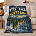 thumbnail image 1 of Water Now Bass Fishing Lake Sunset Wilderness, Peaceful Mountain Lake Scene, Warm Flannel Blanket for Cabin and Lodge, Outdoor Lovers person's Day Gift, Artistic Home Decor, 1 of 9