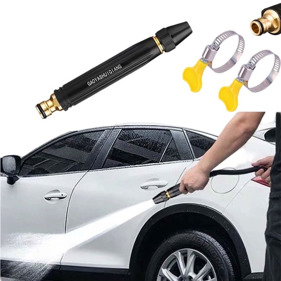 Water Nozzles for Garden Hose, High Pressure Metal Water Nozzle with 6 Spray Patterns, Adjustable Hose Sprayer for Car Wash, Garden & Patio Cleaning