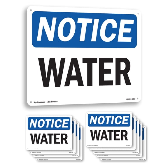 Water OSHA Notice Aluminum Sign 10 Inch x 7 Inch - 10 Pack