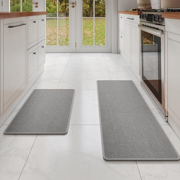 Water and Oil Absorbent Runner Rugs for Kitchen, Kitchen Mat in Front of Sink,Non-Slip Kitchen Rugs,Durable Imitation Linen Kitchen Mats,Kitchen Rug Runner Washable, 17x59 Gray Kitchen Rugs