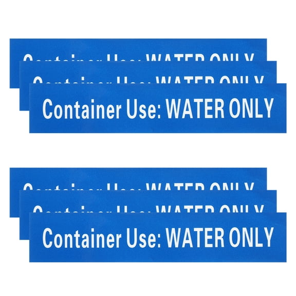 Water Only Sticker Self-Stick Container Use WATER ONLY Marker Warning Label Signage 1-3/5"x8" White/Blue 30 Pack
