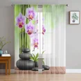 thumbnail image 1 of Water Orchid Flower Plant Chiffon Sheer Curtains for Living Room Bedroom Home ration Window Voiles Tulle Drapes Curtain, 1 of 7