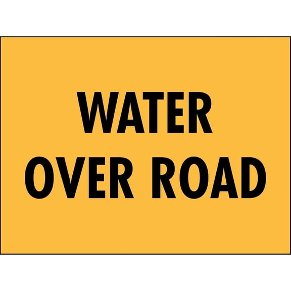 Water Over Road Flood Warning Metal Tin Sign 8"x12", Durable Reflective, For Rural Road Low-Lying Area Outdoor Flood Safety