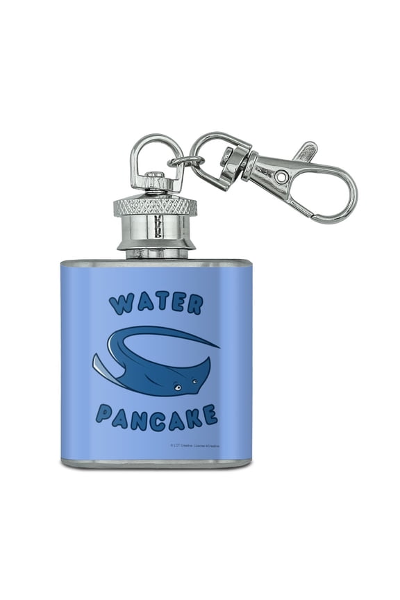 Water Pancake Stingray Funny Humor Stainless Steel 1oz Mini Flask Key Chain