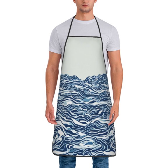 Water Pattern Contrast Aprons for Women Men Waterproof For Kitchen Cooking BBQ Gardening Painting Mechanic