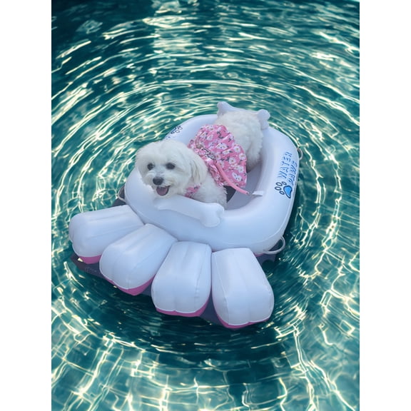 Water Paws Floaty Inflatable Dog Float - Small Breed Size - White/Pink
