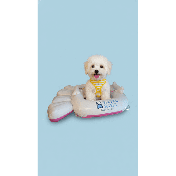 Water Paws Floaty Inflatable Dog Float - Teacup Breed Size- White/Pink