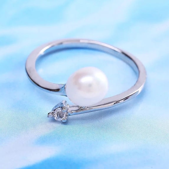 Water Pearl Ring Plated 7 8MM Freshwater Pearl OblateWater Pearl Ring Plated 7 8MM Freshwater Pearl Oblate 7 8