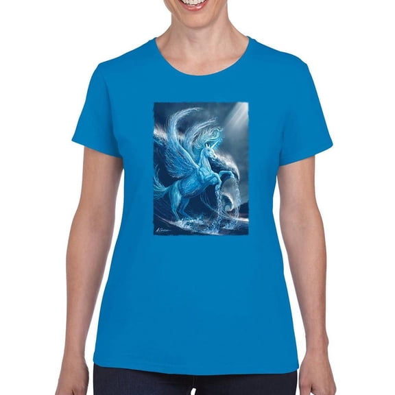 Water Pegasus T-Shirt Women -Anthony Chirstou Designs, Female Small