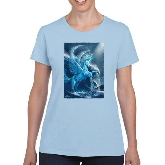 Water Pegasus T-Shirt Women -Anthony Chirstou Designs, Female Small