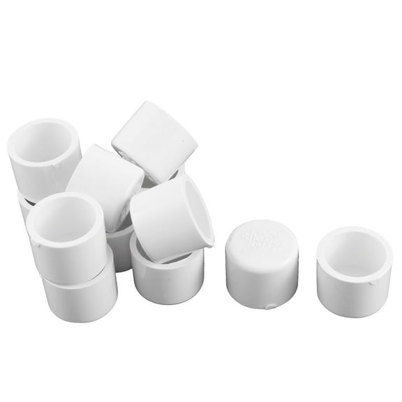 Water Pipe Fittings Slip Round End Caps White 25mm Dia 12Pcs