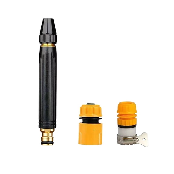 Water Pipe Nozzle for Garden Cleaning Adjustable Spray with Ergonomic Grip for Efficient Home Washing and Outdoor Watering, 15 cm, Black