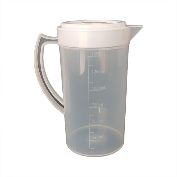Water Pitcher 1500ml BPA Free with Lid and Handle, Large Capacity Leak Proof Jug for Cold Water Ice Tea, Durable Lightweight Fridge Friendly Pitcher for Juice White, Pitchers