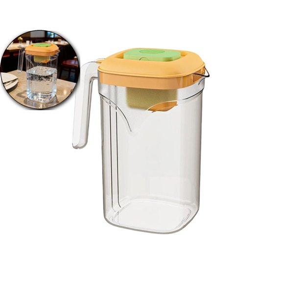 Water Pitcher with Fruit Infuser, Fridge Door Water Jug, Unbreakable Clear Plastic Infusion Pitcher with Removable Lid for Hot/Cold Water, Iced Tea, Lemonade, Juice, Beverage