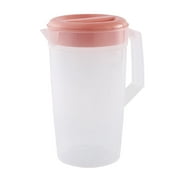 Water Pitcher with Lid, 2L/70oz Shatterproof Liquid Drink Container Beverage Dispenser Airtight Refrigerator Beverage Pitcher BPA Free for Making Hot Cold Drinks Outdoor Indoor, Pink