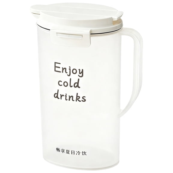 Water Pitcher with Press Lid, Large Capacity Water Jug for Fridge, Food Safe PP Mix Drinks Juice Container, Frosted Cold Water Jug with Handle, 7.2 x 10 x 4.4 in / 18.3 x 25.5 x 11.2 cm