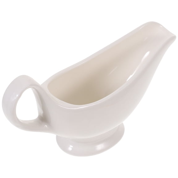 UKCOCO Ceramic Gravy Boat for Home Use White Saucier Sauce Jug with and Design 1Pc