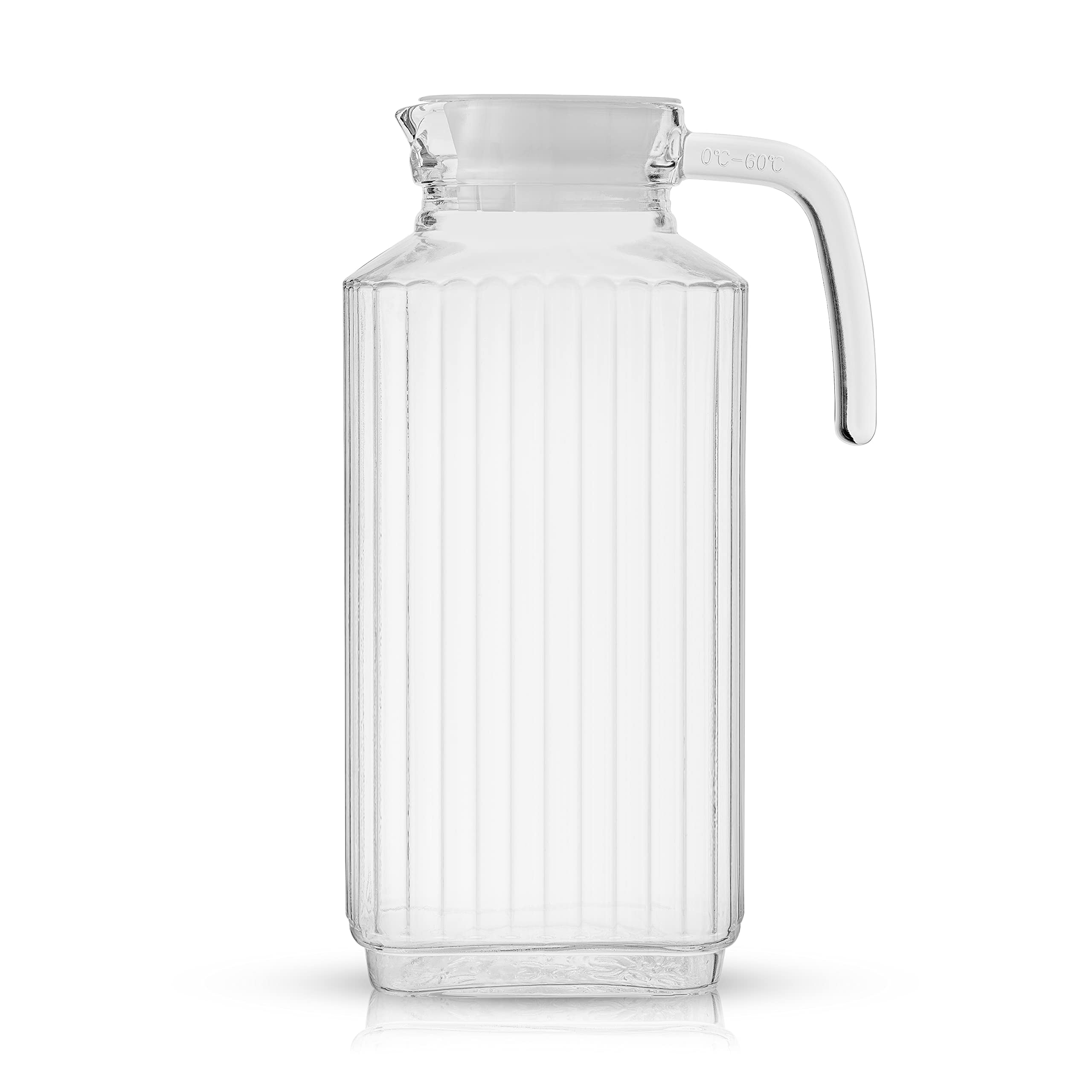  Glass Water Pitcher with Spout – 63 Oz. Elegant Serving Carafe  for Water, For Cocktails, Juice, Water – Clear Glass Beverage Pitcher. :  Home & Kitchen