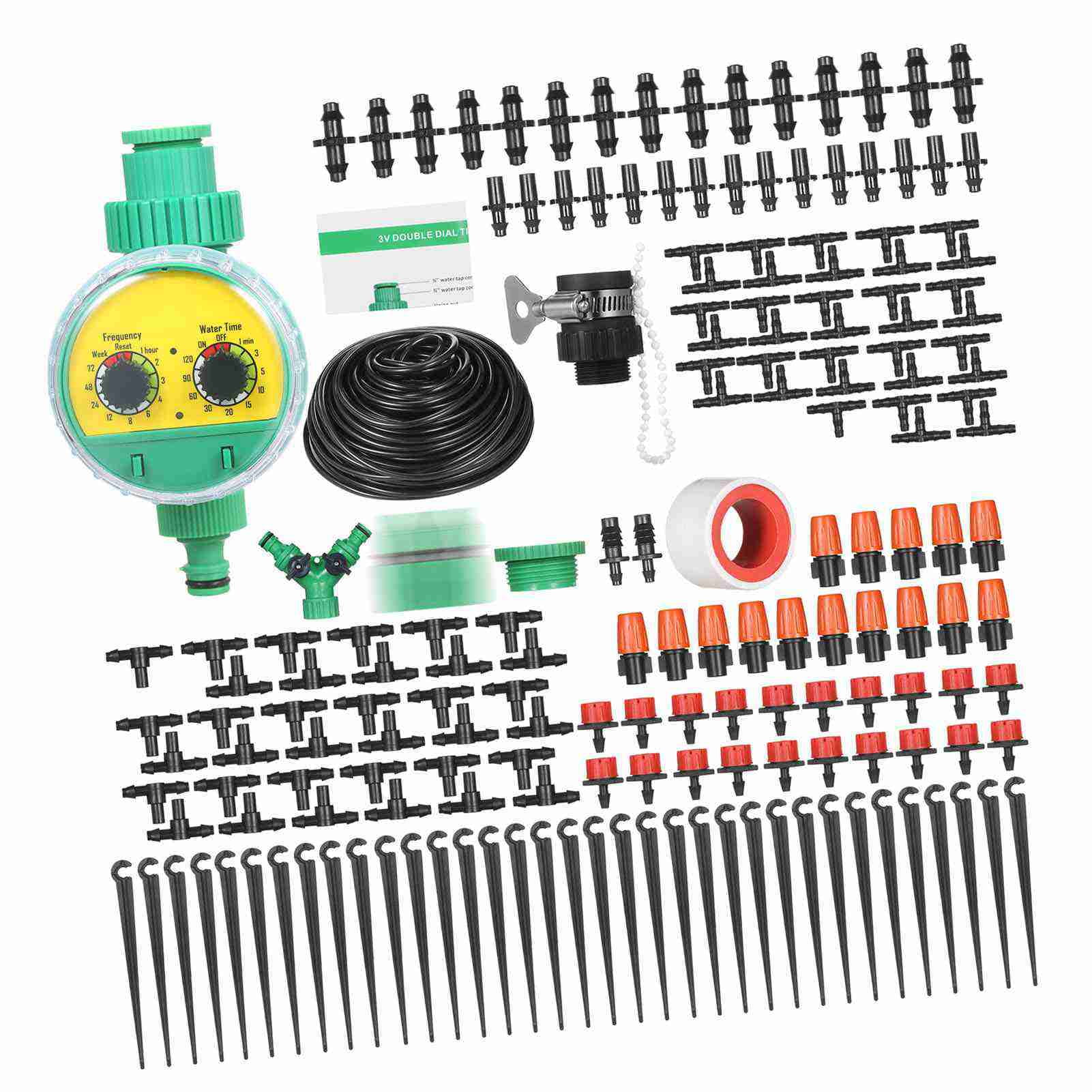 Water Plant Watering Drip Irrigation Kit DIY Watering System With Nozzles Misters Drippers 40 Meters Tubing For Garden Lawn Patio