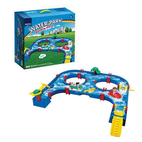 Water Play Set 57 Pcs Water Park W Cargo Boat, Crane and More for Boys Girls +3 Years