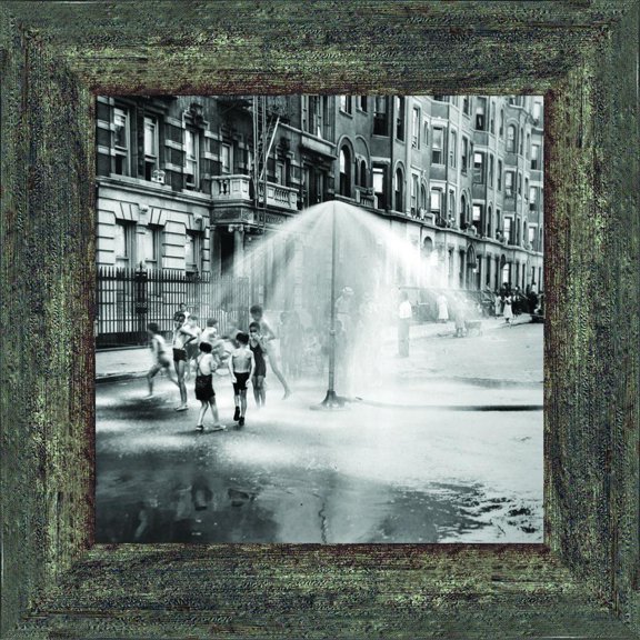 Water Play in Harlem, NY; Vintage Image; Historical Picture Frame, 10x10 8535