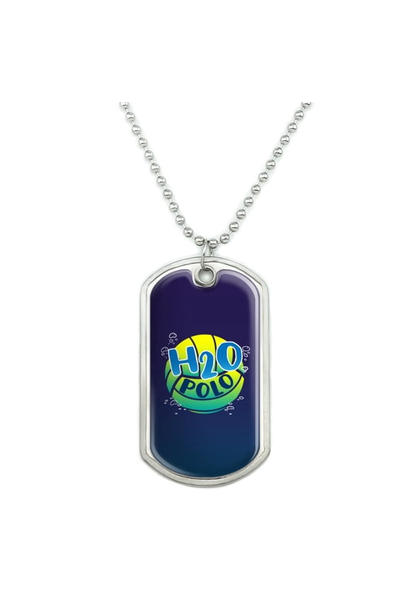 Water Polo Ball H2O Military Dog Tag Pendant Necklace with Chain