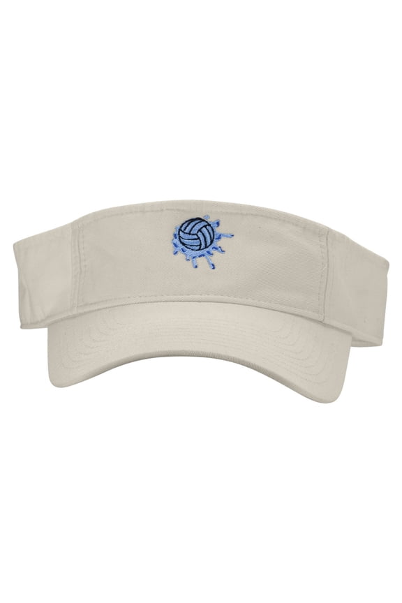 Water Polo Ball Splash Embroidered Pro Style Cotton Twill Washed Visor - Stone OSFM