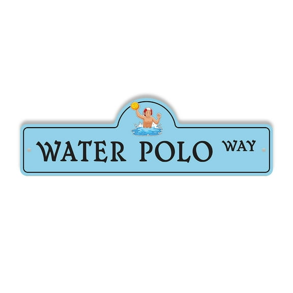 Water Polo Plastic Street Sign - 7 Inch X 20 Inch Gift Sports Team Pool Ball Swim Active Recreation Fun Challenge Game Decor