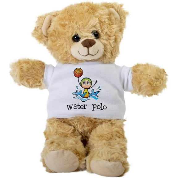 Water Polo Stickman Playing Teddy Bear, Gift Stuffed Animal, Plush Teddy Bear with Tee, Welcoming Baby Gift, Gift for Her, Gift for Newborn, Cute Birthday Christmas Basket Gift Idea
