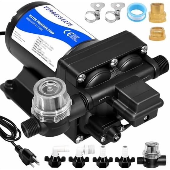 Water Pressure Booster Pump for Home 110V Fresh Transfer Diaphragm Water Pump with Plug for Garden Lawn 5.5GPM 75PSI High Pressure RV Water Washdown Pump for Bathroom Yacht Agricultural Irrigation
