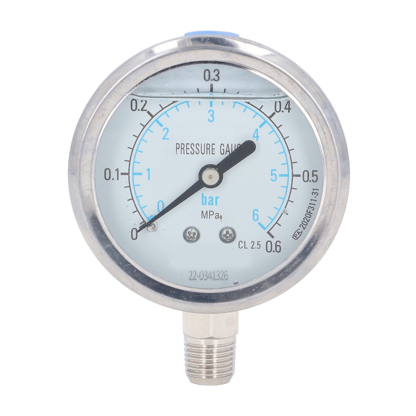 Water Pressure Gauge, Accuracy 2.5 Vacuum Gauges 1/4in NPT For Hydraulic Pressure For Oil