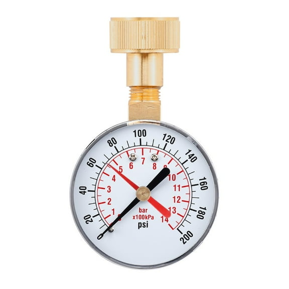 Water Pressure Tester 0-200 Psi Pressure Gauge, 2-1/2, 3/4Female Hose Thread For Test Measurement Tool Accessory