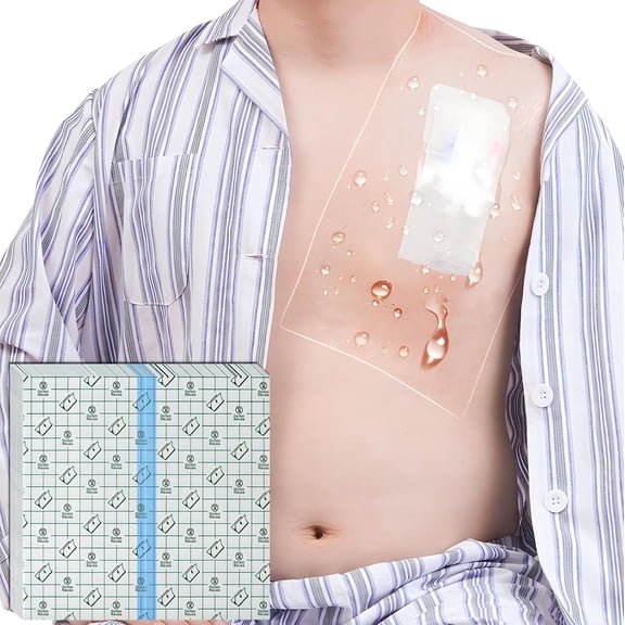 Water Proof Bandages 4" x 4" Shower Protection for Large Wound Dressing Incision Stitches Cover Transparent Post Surgical Tape Waterproof Patches Shower Shields (Pack of 50)