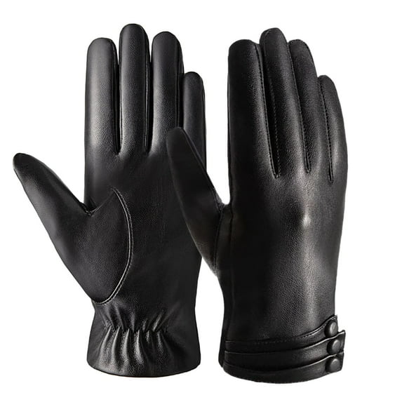 Water-Proof Touchscreen Winter Leather Gloves Women's Warm Mittens Lined Gloves