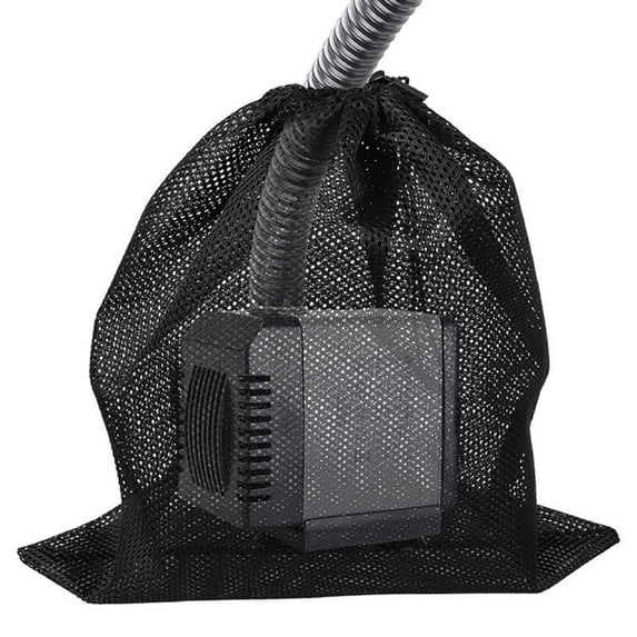 Water Pump Filter Bag, Pond Pumps Protection Debris Barrier with Reinforced Drawstring Closure, Durable Polyester Mesh for Outdoor Fountain Garden Supplies, Universal Fit 45x45cm Black