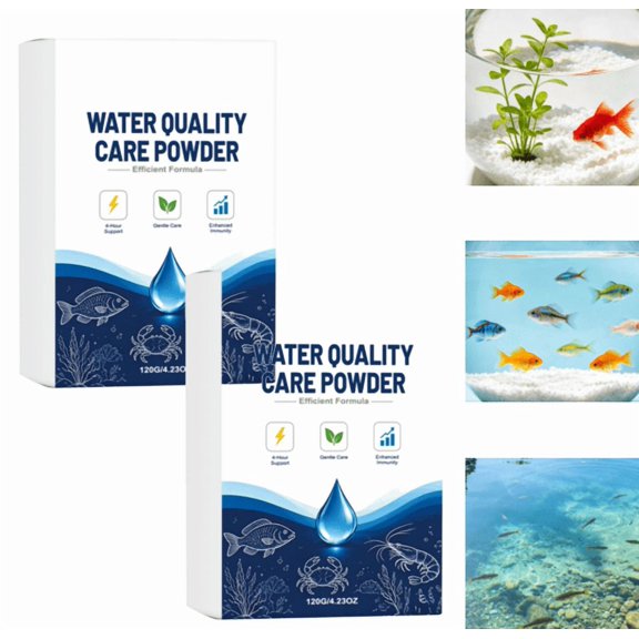 Water Quality Clarification Powder Purifies Water with Clear and Long-lasting Cleanliness, Home Fish Tank Water Purification and Care Purification Powder (2PC)