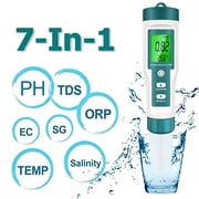 Digital PH Meter, Pool Salt Tester, Multifunctional 7 in 1 Salinity/TDS/EC/Temp/ORP/S. G/PH, Water Quality Testing Kit for Tester Drinking Water,Swimming Pool, Sea Water, Aquarium, Hydroponics