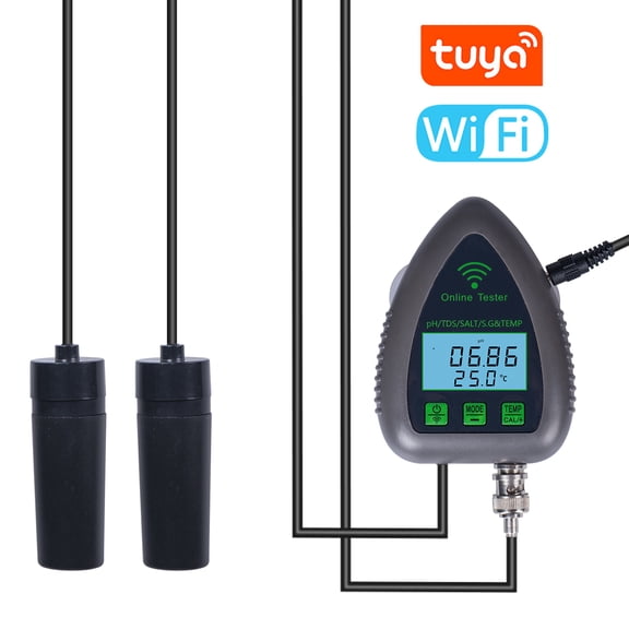 Water Quality Tester 5-in-1 WiFi Monitor, PH, TDS, S.G, Salinity & Temperature, EU Plug 220V