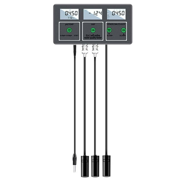 Water Quality Tester 8-in-1pH/ORP/EC/TDS/SALT/S.G// Temp WiFi Connectivity App Control for Pools and Aquariums US Plug,1 * Water Quality Tester