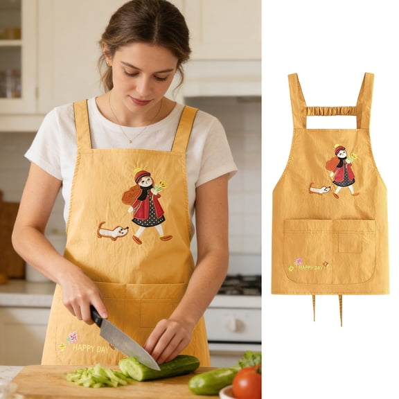 Water Repellent Kitchen Cooking Waistcoat,Adult Cute Cooking Apron,Oil Proof Stain Resistant Work Clothes,Breathable Comfortable Kitchen Wear Home Cooking,Multipurpose Kitchen Apron For Women
