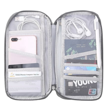 Water-Repellent Passport Wallet with 12-Cell Organizer for Tickets, ID, Credit Cards